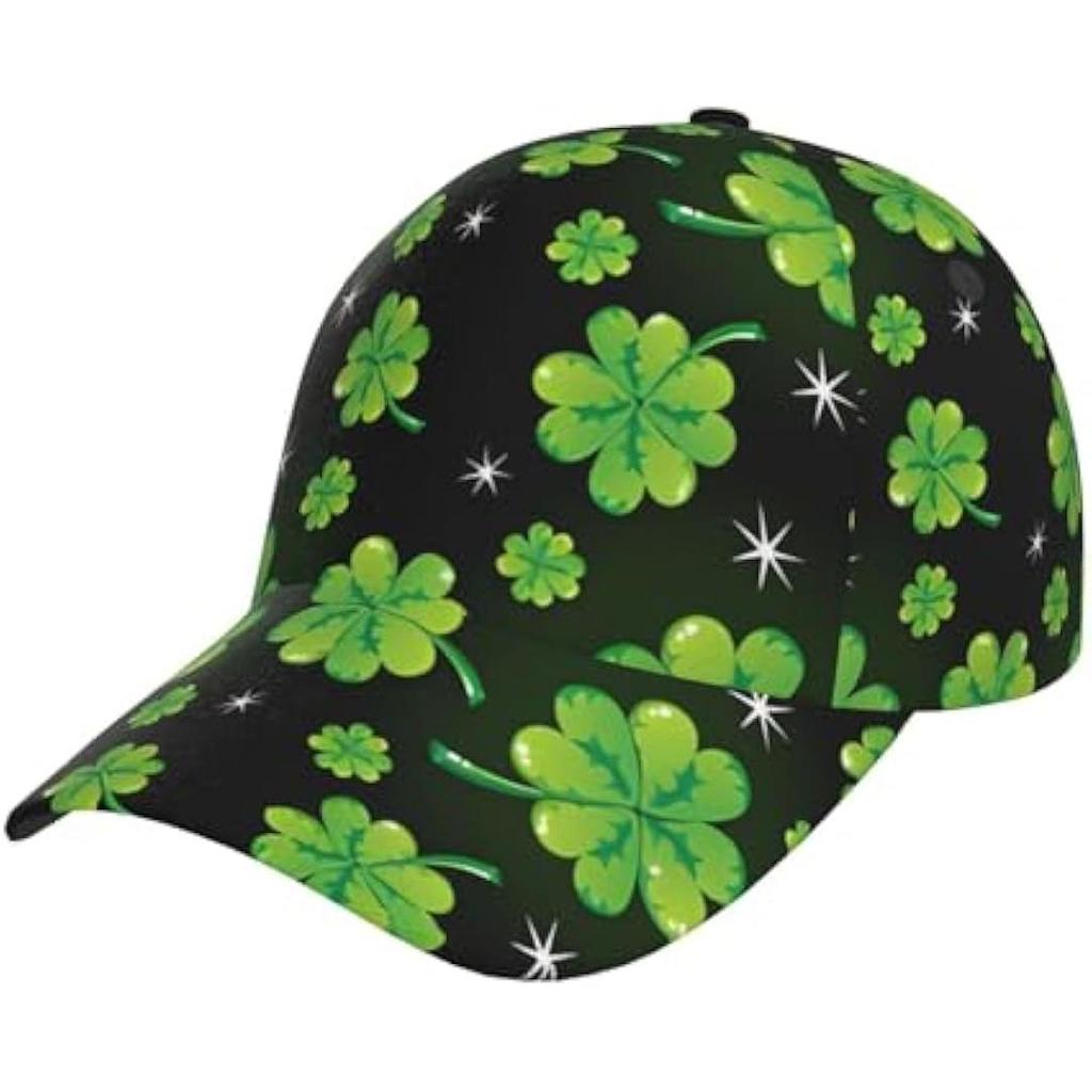 Shamrocks St Patrick's Day Funny St Patrick's Baseball Hats Women Men Adjustable Cap One Size Black Green