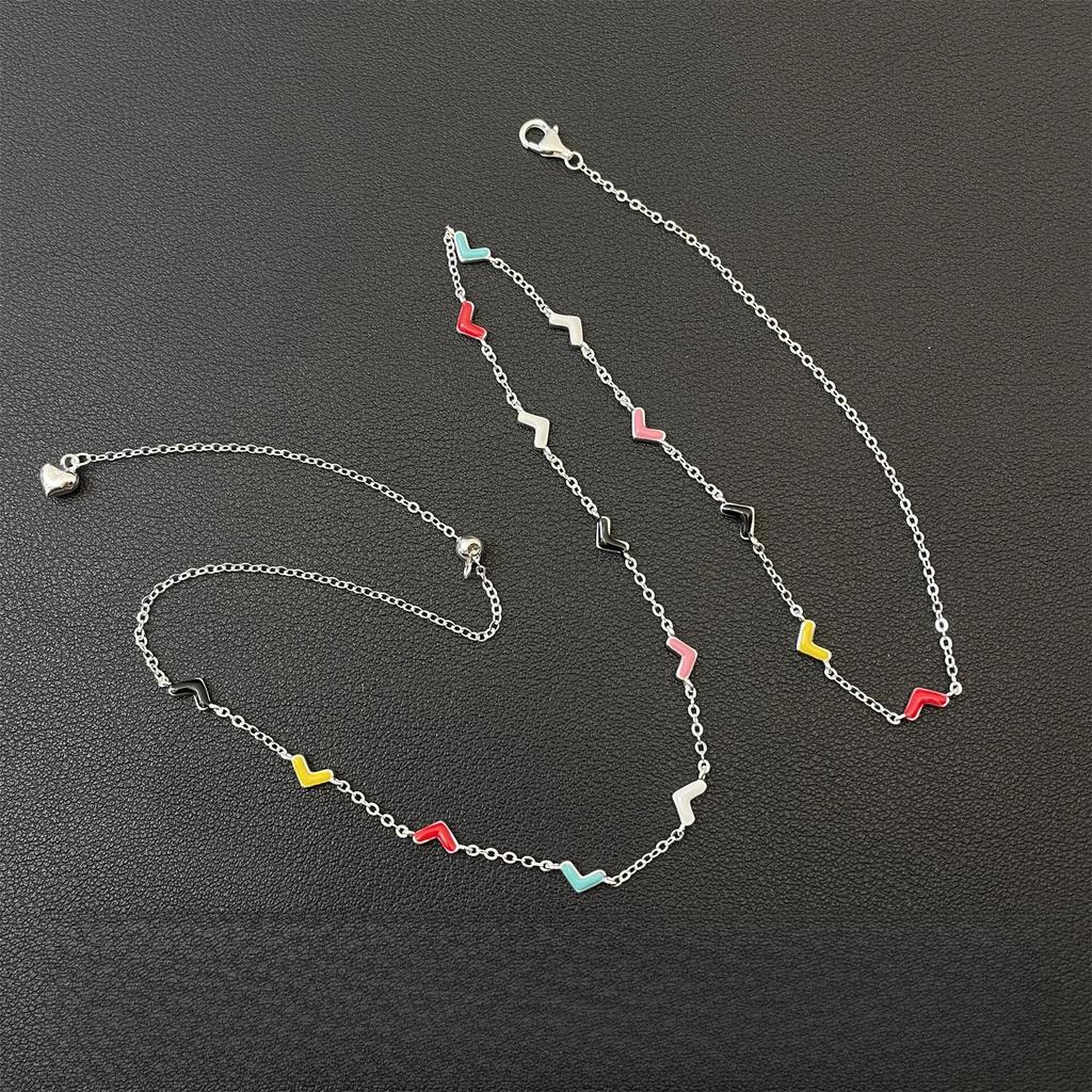 Pure Love Colorful Love Necklace for Women's Lively, Simple, and Versatile Clavicle Chain with Small Design Senses