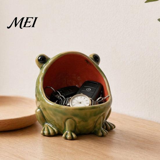 Kleiner Gegenstands-Organizer Frosch mit großem Maul Aufbewahrungsbox, Süßigkeitenschale Schlüsselschale für Schreibtisch Box Eingangsbereich Tisch, Tierform Schmuckschale Home Office Küche