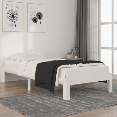 Vidaxl Bed Frame, White, Solid Pine Wood, 90 X 200 Cm