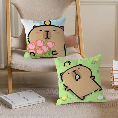 Cute Anime CapybaraS Pillow Gift Home Office Decoration Bedroom Sofa Car Cushion Cover Case 45x45