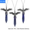 European and American fashion angel wings natural crystal stone faceted hexagonal column pendant necklace necklace