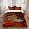 3pcs Lion, Autumn Leaves Bedding Set - 1 Duvet Cover + 2 Pillowcases(Core Not Included), Machine Washable Polyester Yy251216142