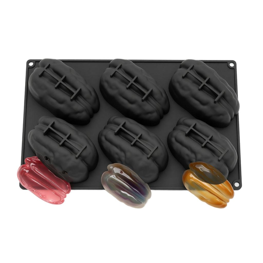 6 Cavity Walnut Shaped Food Grade Silicone Mold for Baking Mousse Cake Chocolate Resin Craft Mold Flexible Nonstick Tray