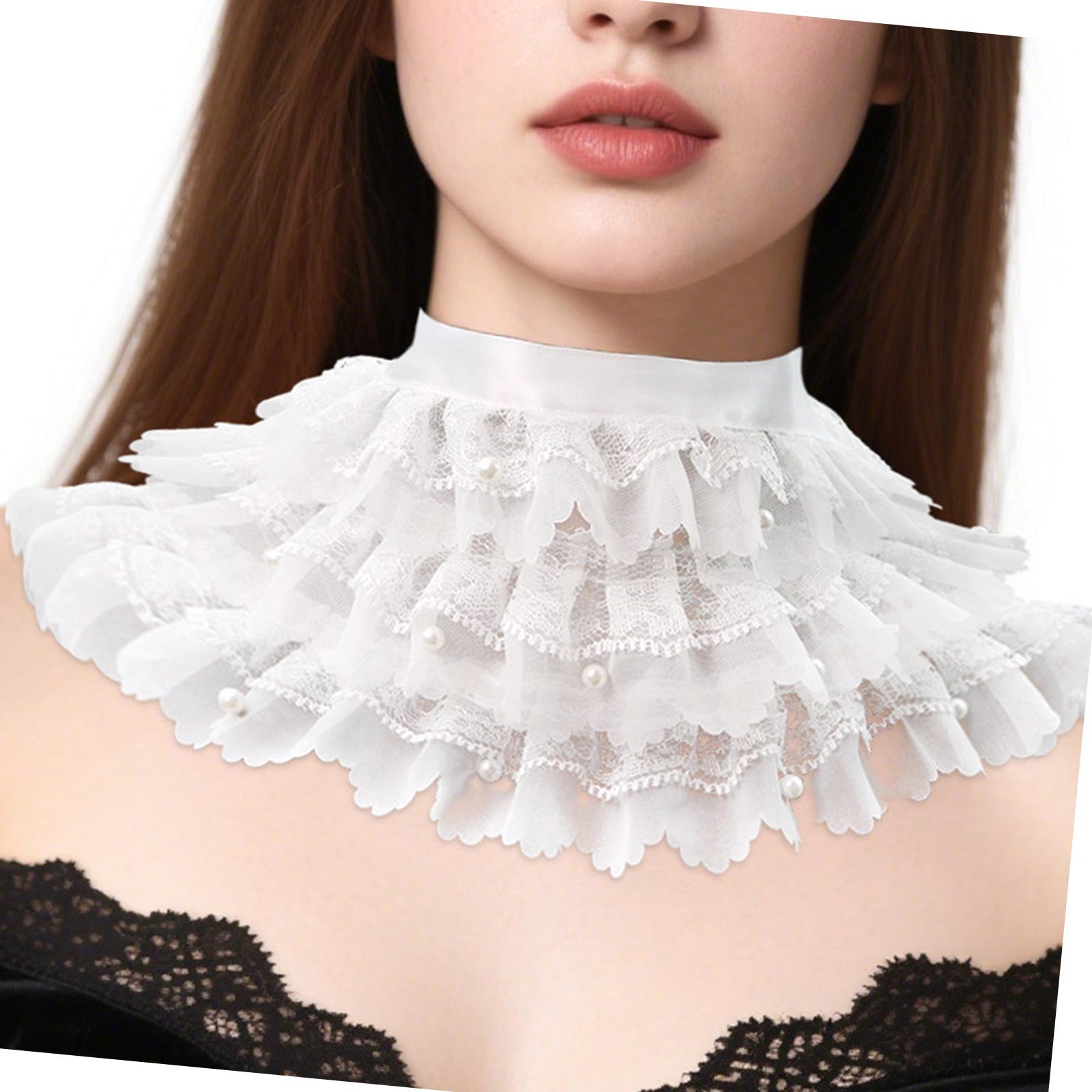 

Black White Rhinestones Lace Layered Collar Necklace Accessory For Formal Occasions And Casual Stylish Looks белый