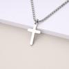 GAVU Edelstahl Kleines Silbernes Kreuz Jesus Kreuz Anhänger Halskette für Männer und Frauen