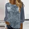 2025 European & American Women's Casual Sequin Round Neck Long Sleeve Pullover