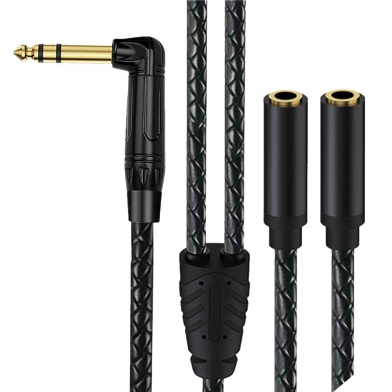 

1/4inch/1/8inch Stereo Splitter Y Cable 6.35mm/3.5mm to Double 3.5mm/6.35mm Right Angled Speaker Adapter Extension Cable