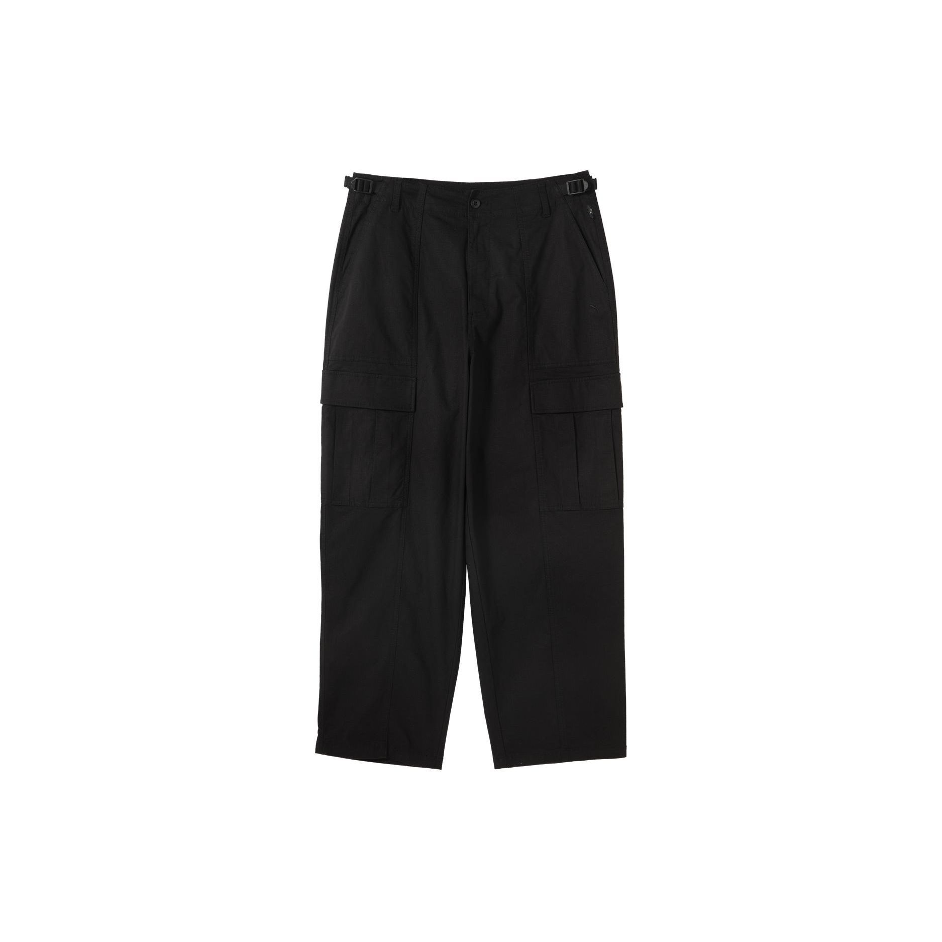 

Puma Cargo Pants Loose Button Design Mid Waist Straight Leg Multi Pocket Work Pants Unisex Pants Black 627752-01 XL
