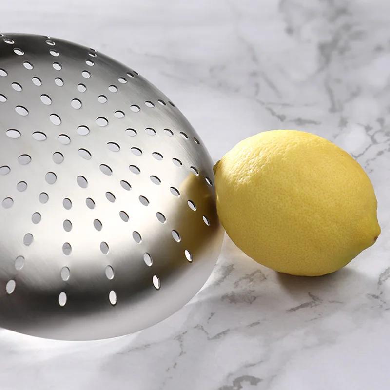 Heavy-duty 304 Stainless Steel Skimmer Strainer, Slotted Spoon with Ergonomic Handle, Comfortable Grip Spoon Ladle for Kitchen