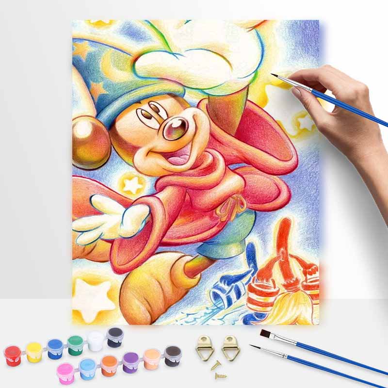 Disney Sorcerer Mickey Oil Painting Art Painting Set Home Wall Decor Handmade Gift