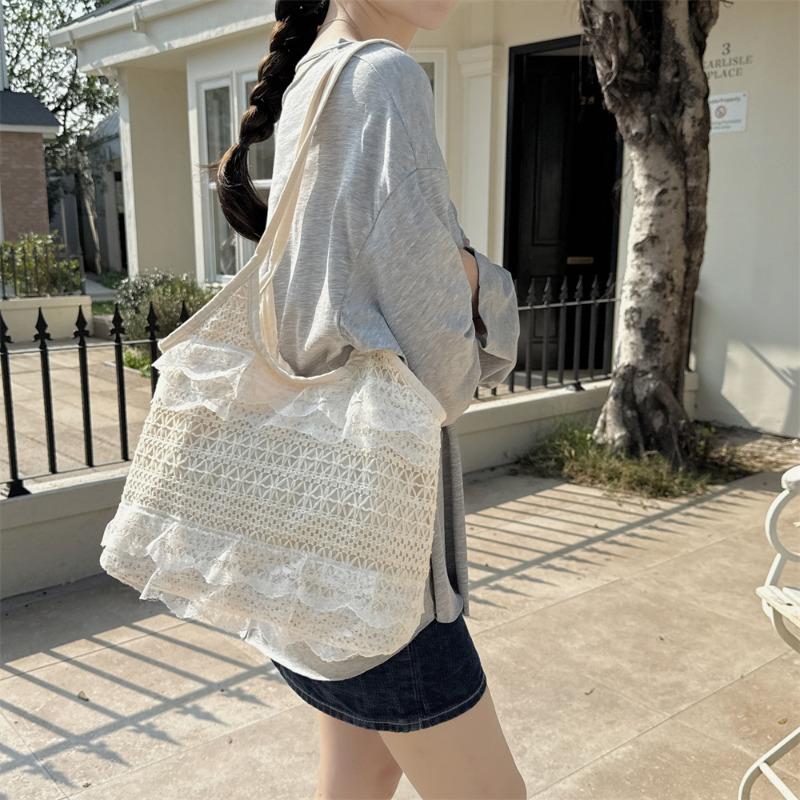3 New spring and summer leisure vacation fairy gas lace mesh underarm large capacity shoulder bag satchel women's bag