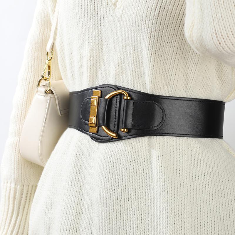 Waist wrap women decorative coat suit with elastic elastic belt free punch fashion retro niche personality belt