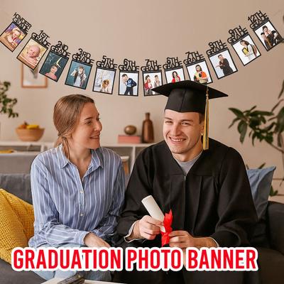 12th Grade Graduation Photo Banner Celebrate Graduation Seaso Photo Frame Hanging Flag Handmade Paper Congrats Grad Banner