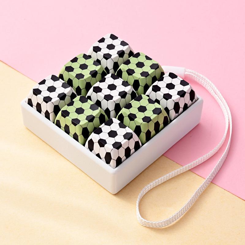 Creative Cartoon Soccer Pattern 9-Key Keyboard Button Clicker Stress Relief Toy Key Chain Pendant Bag Decoration