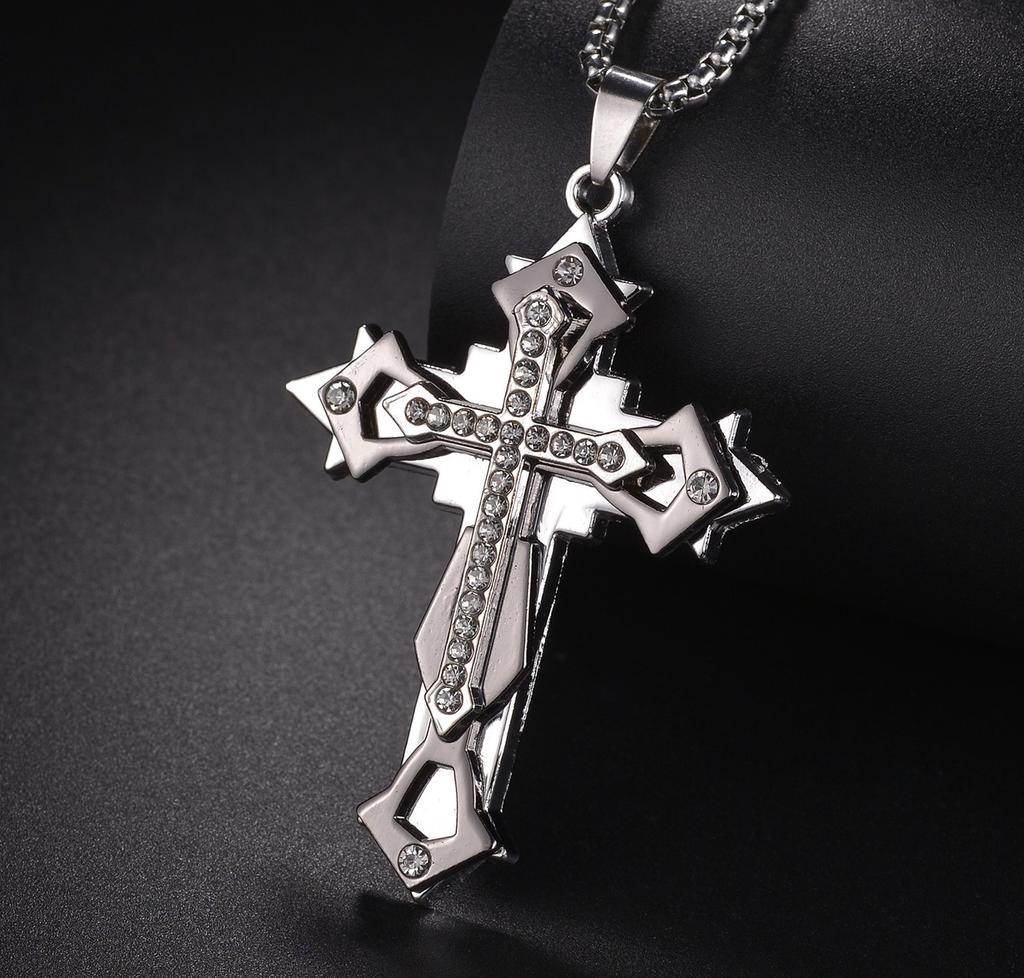 Christian Jesus Cross Necklace for Women Men Stainless Steel Chains Choker Religion Pendants Jewelry Prayer Baptism Gift