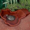 Terrestrial Turtle Feeding Bowl, Water Dish Pool Turtle Basin with Ramp, Reptile Water Bowl with Ladder, Shower Basin for Terrace