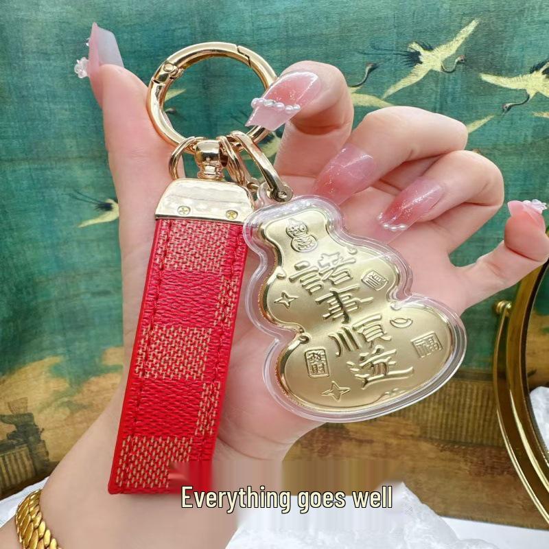 Wisiorek Tykwa Na Fu z Czystego Złota 999 Brelok Zawieszka do Torby - Prezent na Święto Qixi dla Mężczyzn i Kobiet