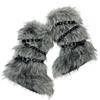 Y2K Spice Girls Sexy Tall Snow Boots New Cross Belt Buckle Fur Fluffy Boots