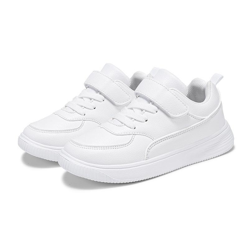 Children's Sneakers, Leather Upper Running Shoes, New Style Black Boys' Shoes, Girls' White Sneakers