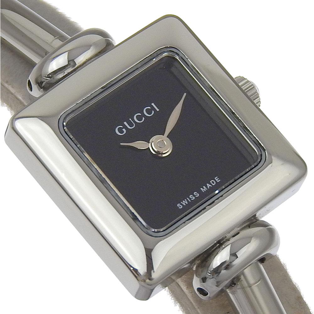 GUCCI Bangle watch Watches 1900L blackDial Stainless Steel Quartz Analog display Women Used