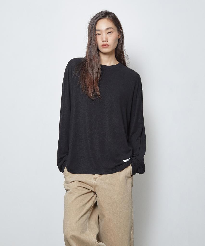FRANTICSERVICE Slouch Crew Neck Long Sleeve - Black