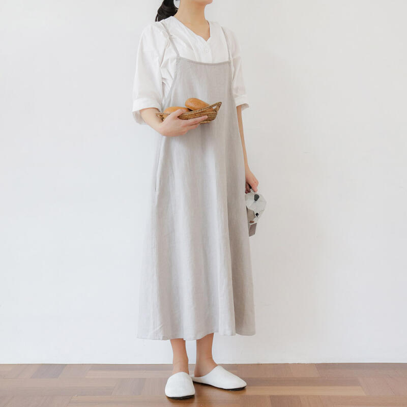 Однотонный фартук из натурального льна Light gray