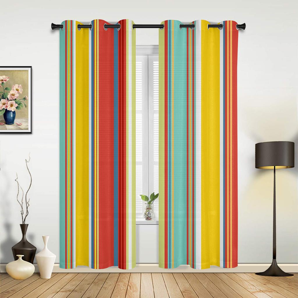 Bunte Streifen Luxus Fenstervorhang für Wohnzimmer Schlafzimmer Heimdeko Küche für Fensterdraperien