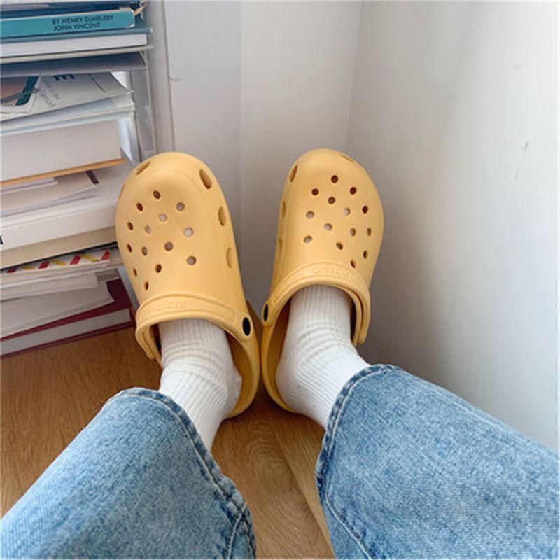 

Thin Cute Ins Puppy Hole Shoes Baby Boy and Girl Summer Outwear Eva Non Slip Soft Bottom Beach Shoes Sandals No flower deduction yellow 40-41