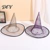 School Play Wizard Hat Cone-shaped Transparent Organza Witch Hat, Lightweight Halloween Costume Accessory Cosplay Props for Girls Party Decorations