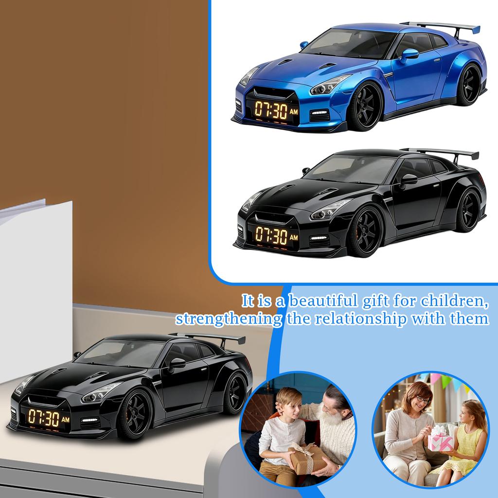 Super Sports Car Alarm Clock - Realistic Engine Sounds & Cool Light Effects, Fun Bedroom Decor For Kids & Adults