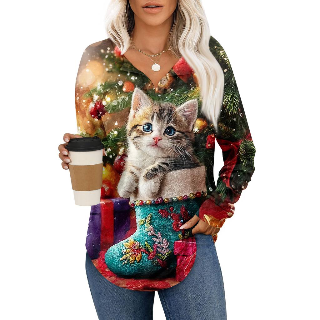 Женский модный топ с длинными рукавами в стиле ретро с принтом