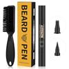BLACK Men's Beard Pencil Filler Waterproof Pen and Brush Provides Natural Coverage, Shapes Men's Mustaches, 1 Pc