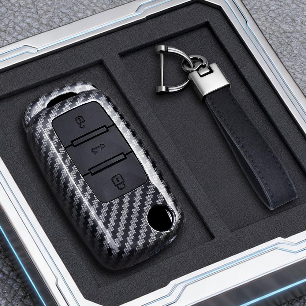Abs Carbon Fiber Car Key Case Cover For Vw Volkswagen Polo Tiguan Passat B5 B6 B7 Golf 4 5 6 Mk6 Jetta Lavida Skoda Octavia Seat