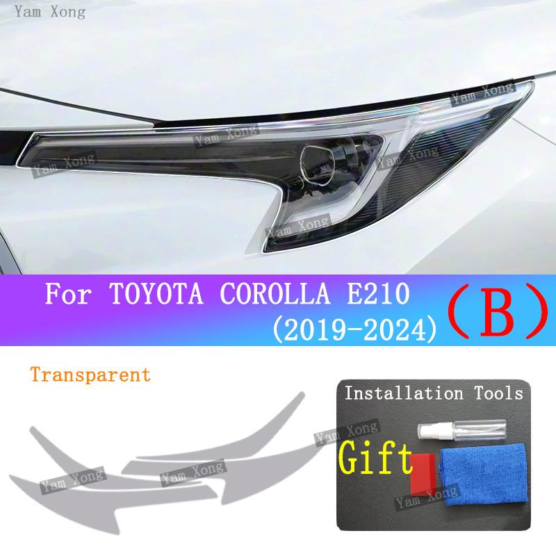 

For TOYOTA COROLLA E210 Auto Exterior Front Lamp Transparent Protective Anti-Scratch Film Headlight Light Black Wrap Cover Films (B)-Transparent