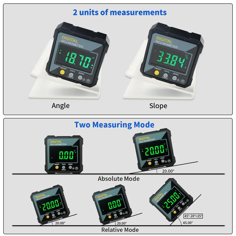 SHANHR Neuer Winkelmesser 360 Grad Mini Elektronischer Digitaler Winkelmesser Neigungsmesser Winkel Finder Messgerät Messbox
