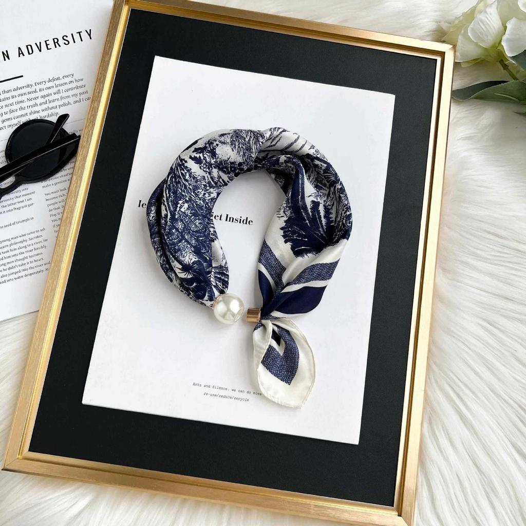 Magnetic Buckle Silk Scarf Headband Internet Celebrity New Magnetic Buckle Bracelet Small Long Women's Summer Casual Necklace Diamond Neck Band