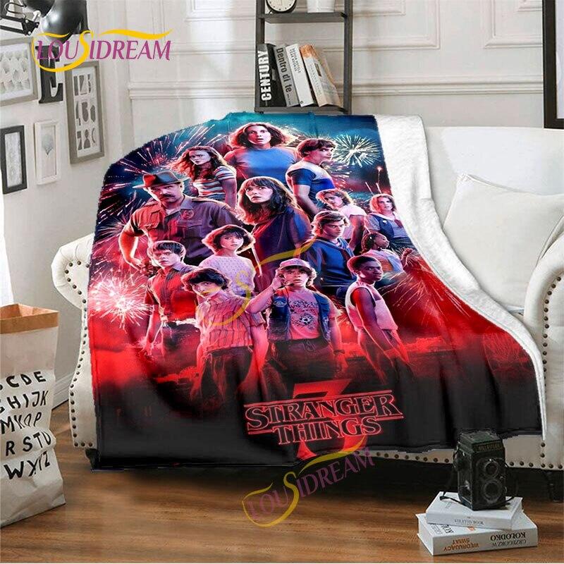 Stranger Things Flannel Blanket  Warm Comfort  Blanket Home Office Noon Break Blanket Travel Bed Sofa Washable Blanket.