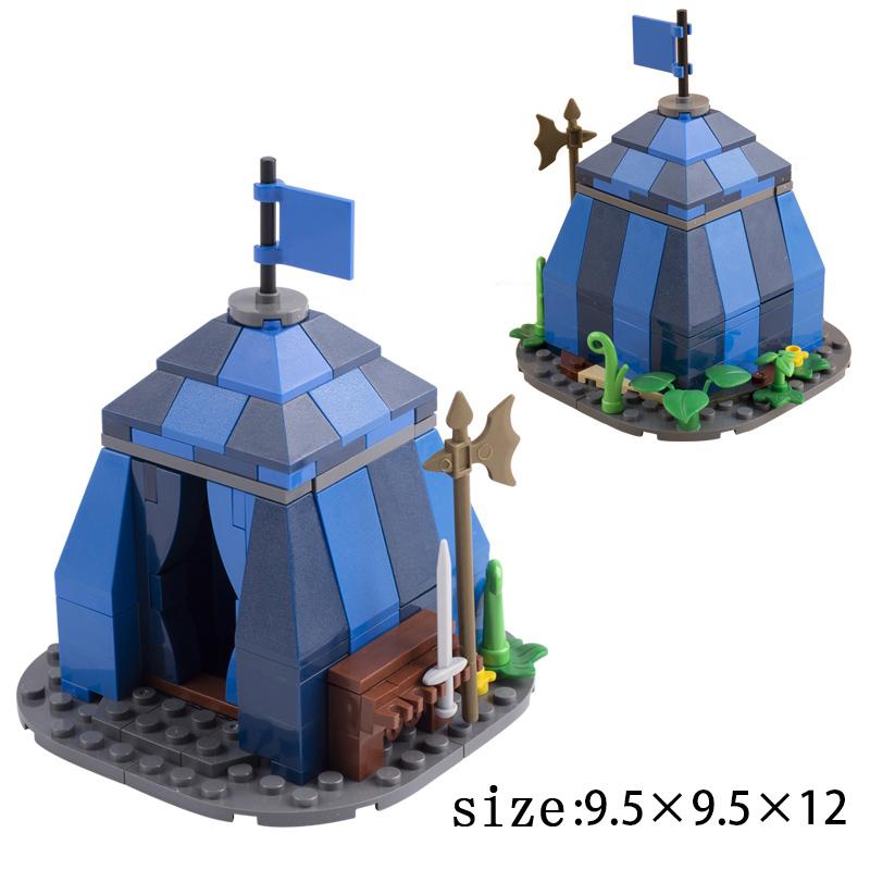 MOC Medieval Military Series Building Blocks Castle Army Roman Soldiers Campsite Tent Pirate Raft Suspension Bridge Bricks Toys