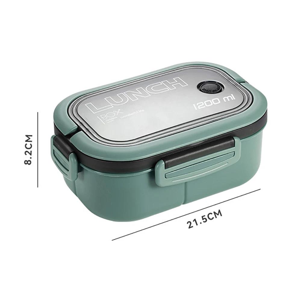 

2-слойный портативный студенческий ланч-бокс с вилкой и ложкой, который можно разогревать в микроволновке, герметичный, более толстый, полипропиленовый пластиковый раздельный ланч-бокс