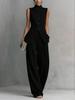 European-American Cotton Linen Drape Sleeveless Shirt & Long Pants Fashion Set