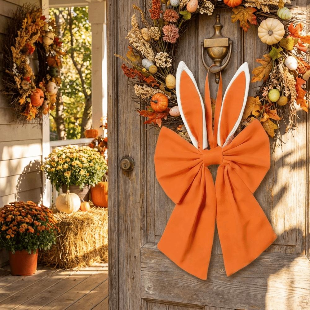 Soft Bunny Ear Bow Multi-colored Wreath Bow Front Door Decor Easter Hanging Item  Wall Decor
