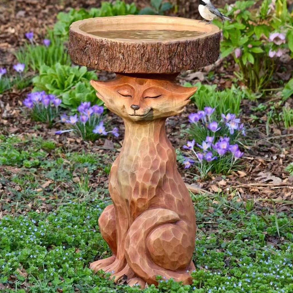 Resin Feeder Garden Bird Bath Bowl Outdoor Lowrie Statue Figurine Animal Sculpture for Attracting