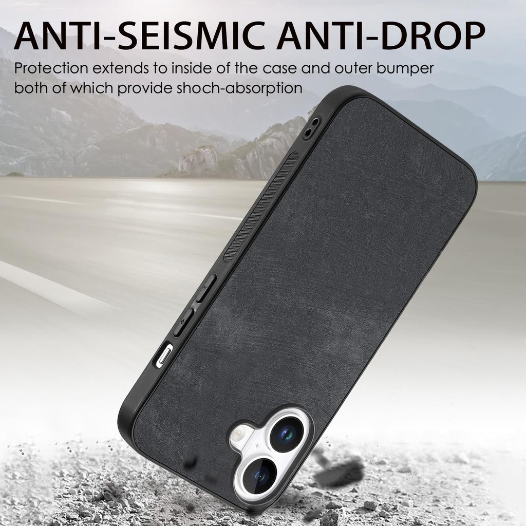 For iPhone 16 Plus Case Retro Leather+TPU Shockproof Protective Phone Cover