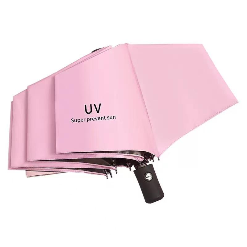 UV automatic black rubber sunshade, dual-purpose sun and rain protection, UV resistant folding sunshade
