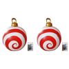 24 Inch Light Up PVC Inflatable Christmas Ball New Years Christmas Ornaments with Light and Remote Holiday Yard Lawn Porch Decor