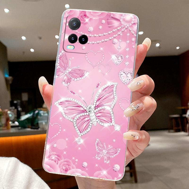 Phone Case For Vivo Y21 2021 Y21a Y21e Y21G Y21s Y21t Y32 Y33s 4G Y33t Butterfly Bow Protective Casing Soft Silicone TPU Cover