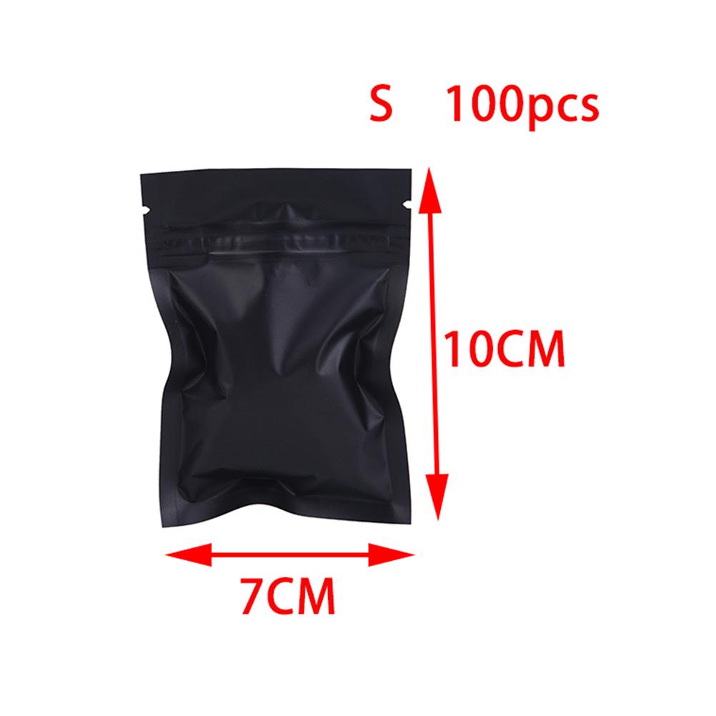 

100 шт. Матові чорні термозакриваючі пакети з можливістю повторного закривання на блискавці S