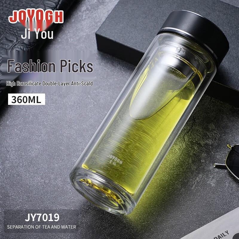 JOYOGH Double-Wall Glass Tea Infuser Mug