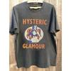Faded Oval Pinup Lady Print Dark Grey Tshirt Bold Two Line Text Graphic Loose Oversized Short Sleeve Retro 90s Tees